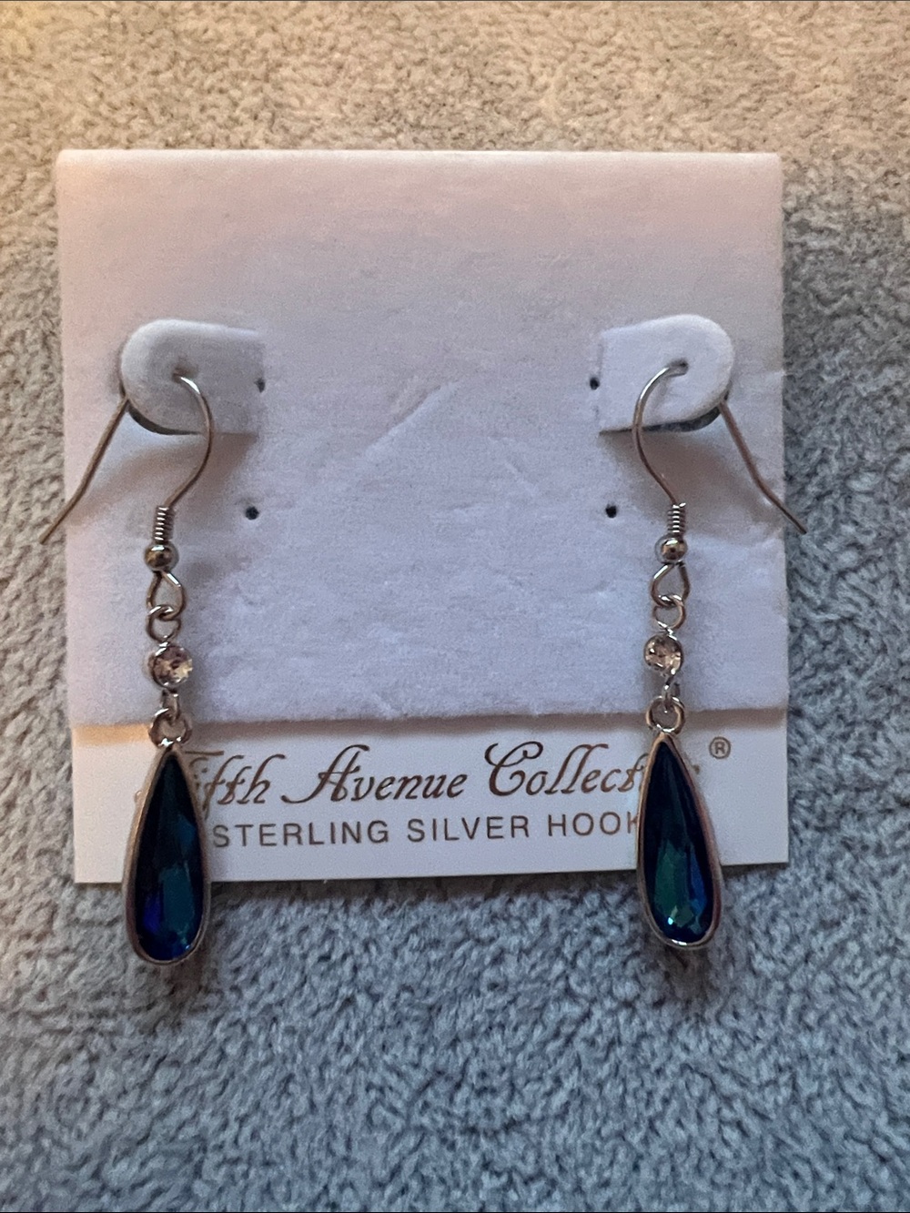 Fifth Avenue Collection Silver Teardrop Dangle Earrings - Blue-Green